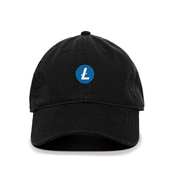 Tech Design Litecoin Cryptocurrency Baseball Cap Embroidered Cotton Adjustable Dad Hat Black
