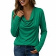 thumbnail image 2 of Women's Long Sleeve Shirts T Shirt Elegant Solid Color Top For Fall Winter Fashion Basic Layering Casual Comfort Casual Blouses, 2 of 4