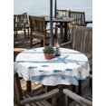 thumbnail image 2 of Outdoor Tablecloth with Umbrella Hole for Patio/Picnic/Party/Camping, Blue Coastal Starfish Waterproof Table Cloth Round Cover Washable, Summer Conch Sea Fish Stripes (Dia 54"), 2 of 9