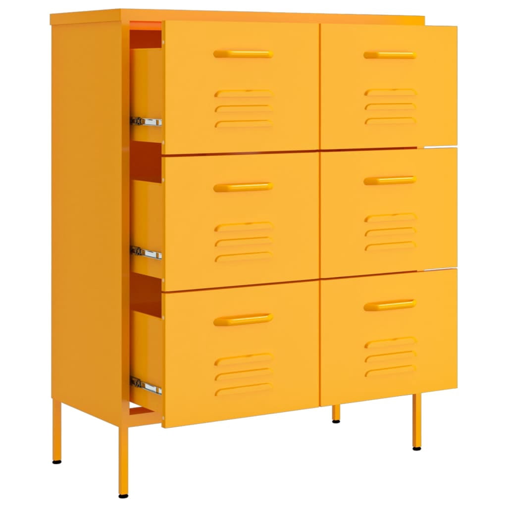 vidaXL Drawer Cabinet Mustard Yellow 31.5"x13.8"x40" Steel