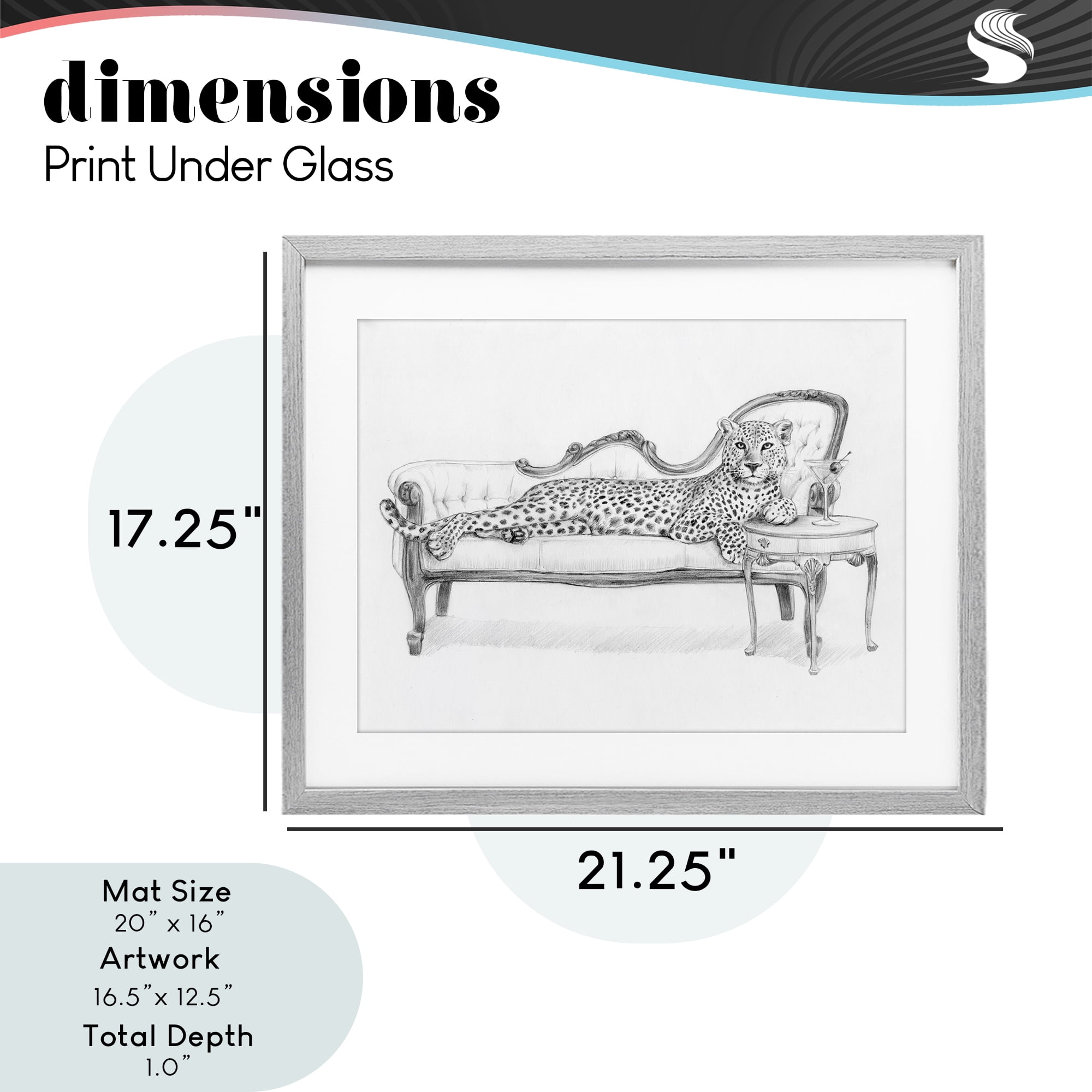 Stupell Industries Lounging Beast Cheetah Gray Framed Print Under Glass, design by Victoria Barnes