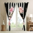 thumbnail image 3 of Fashion Pink 30%-50% Blackout Curtains Modern Girly Black White Stripe Curtains,Women Pink Floral Bedroom Curtains Perfume Print Window Curtains Romantic Makeup Themed Curtains,38"Wx45"L, 3 of 5