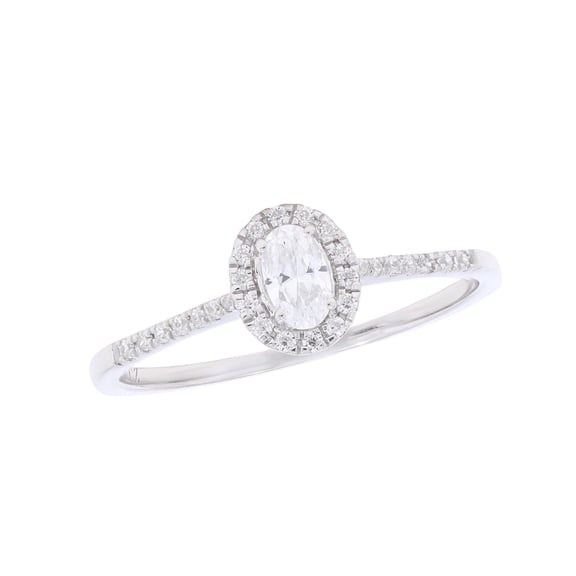 KEEVA JEWELS 0.45 Ct Oval & Round Cut Moissanite Halo Engagement Ring for Women in White Gold Plated 925 Sterling Silver Ring Size 5.5