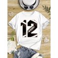 thumbnail image 1 of Rugby Girls' T-Shirt - White with Black Football Graphic, Casual Crew Neck, Summer Style, Regular Fit, Casual Wear | Graphic Tee | Cotton Tshirt, 1 of 6
