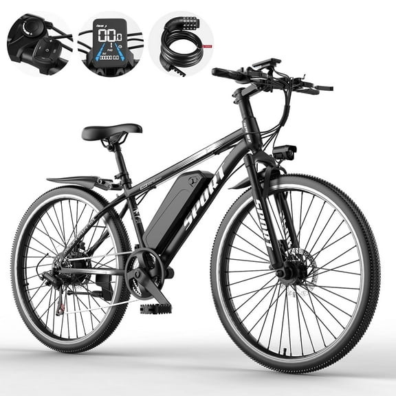 PostJoy Electric Bike, 1200W Peak Motor,26" Tire 55 Miles 25MPH Commuting Electric Mountain Bike,48V10A 480Wh Battery Electric Bicycle for Adults 7 Speed