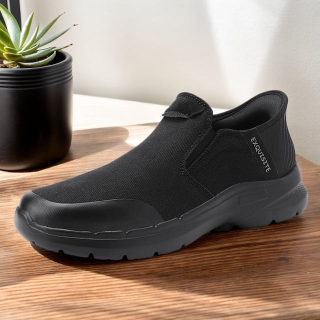 Mocasines de lona para correr con manos libres y zapatillas de deporte de moda con espuma viscoelástica para hombres