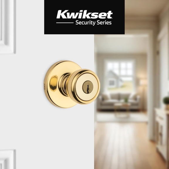 UBSWF-Tylo Entry Door Knob with Lock and Key, Secure Keyed Handle Exterior Doorlock, Doorknob For Front Entrance and Bedrooms in Polished Brass