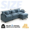 thumbnail image 3 of 111'' Sectional Cloud Couch, Modern Comfy Chenille L Shaped Sectional Sofa for Living Room, Upholstered Modular 4-Seat Sofa Couch with Movable Ottoman, Blue, 3 of 9