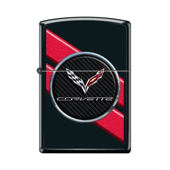Zippo Lighter - Personalized Custom Message Engraved on Backside for Chevy Chevrolet Corvette Black Matte #Z5220