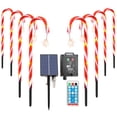 thumbnail image 3 of Candy Cane 1 adorno solar, 8 modos, lámpara solar para césped, decoración navideña (a 8 nieve), 3 of 9
