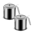thumbnail image 1 of Oleegame 2PC Blue Juice Grease Container Kitchen Used Cooking Oil Storage Can Grease With Fine Mesh Strainer Lid For Fat Hot Frying Oil, 1 of 9