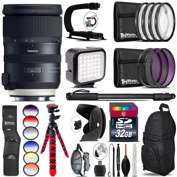 Tamron 24-70mm VC G2 for Canon - Video Kit + Color Filter - 32GB Accessory Kit (International Version)
