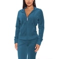 thumbnail image 3 of J. METHOD Women’s Tracksuit Set 2 Piece Outfit Velour Velvet Casual Zip Up Hoodie Jacket and Joggers Sweatpants Sweatsuit NEWTS18 Teal 2X, 3 of 4