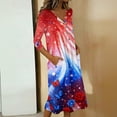 thumbnail image 5 of Wutalume Womens Summer Dresses Patriotic - 3/4 Sleeve Button-Down Mid-Length Lightweight Casual Sundress for July 4th BBQ ,Red 2XL, 5 of 8