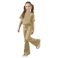thumbnail image 3 of Gaexia Girls Shirts and Pants Set,Girls Casual Fashion Outfit Bow Short Sleeve Top and Long Pants Comfy Two Piece Playwear Fashion Clothes,12-13 Years, 3 of 5