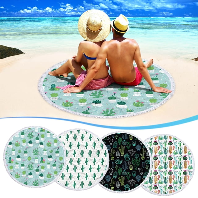 Xihbxyly Toalla de Playa Redonda de Microfibra, Suave y de Secado Rápido, con Estampados Coloridos y Divertidos, Resistente a La Arena, Ligera, Multiusos, Ideal para Yoga, Picnic o Piscina, 152 Cm.