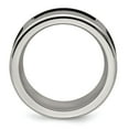 thumbnail image 2 of Grey Titanium Ring Band Wedding Standard Concaved Edward Mirell Stainless Steel & Black Ti Cable Polished Concave 10mm, 2 of 6