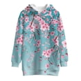 thumbnail image 4 of Xoenoiee Blue Cherry Blossom Print Long Hoodies for Girls Teens Cute Kids Clothes Sweatshirts Dress Hooded Jumper Pullover with Pocket Outfits Tops Fall Winter Jackets Sweater, 13-14 Years, 4 of 7