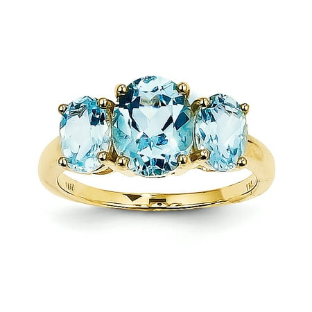 - 14kt Yellow Gold Blue Topaz Oval Band Ring Size 7.00 Stone Gemstone Fine Jewelry Ideal Gifts For Women Gift Set From Heart