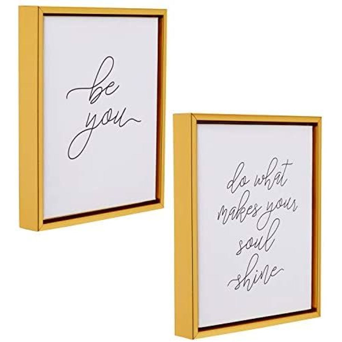 Set of 2 Pack Wood Inspirational and Motivational Wall Art With Gold