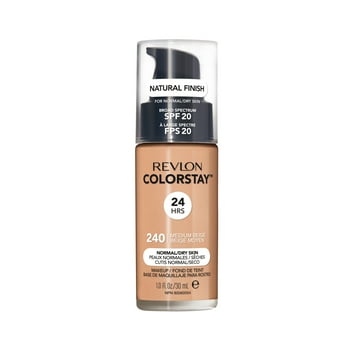 Revlon ColorStay Face Makeup for Normal and Dry Skin, SPF 20, Longwear Medium-Full Coverage with Matte Finish, Oil Free, 240 Medium Beige