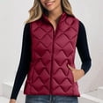 thumbnail image 2 of Busydd Womens Vest Warm Comfortable Solid Color Zipper Puffer Vest Casual Sleeveless Winter Vest for Women with Pockets 2XL, 2 of 9