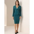 thumbnail image 3 of DARING DIVA Women's 2 Pcs Business Tweed Trim Blazer Skirt Outfit Sets XL Lake Blue, 3 of 5