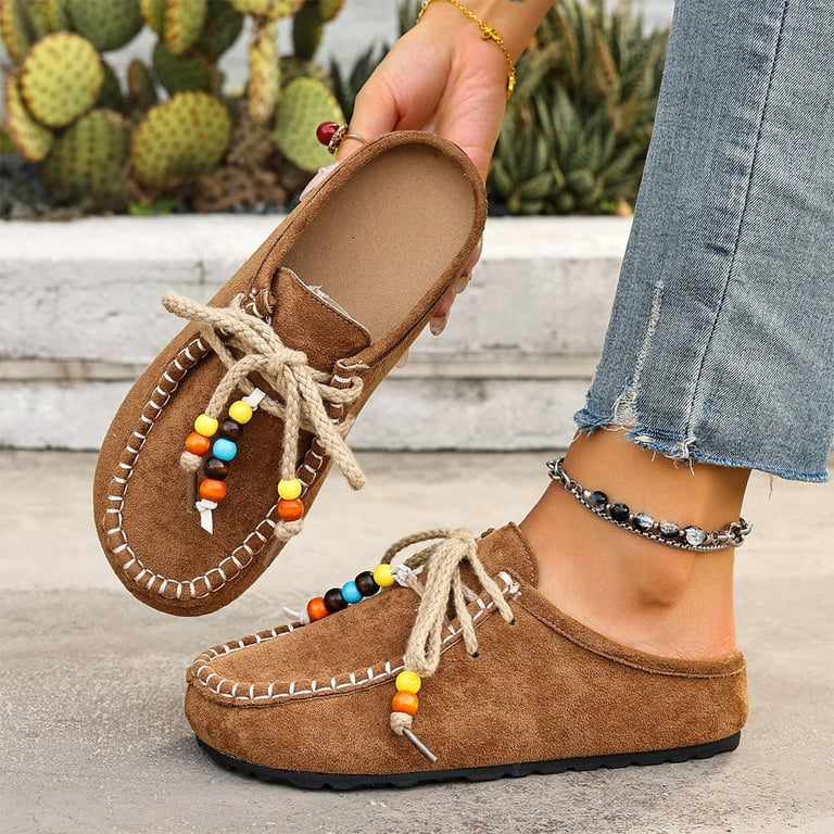 靴 CLANE OUTSTITCH SQUARE FLAT SHOES 36 Dpityserensio Dress Flats Shoes for Women Ethnic Style Half