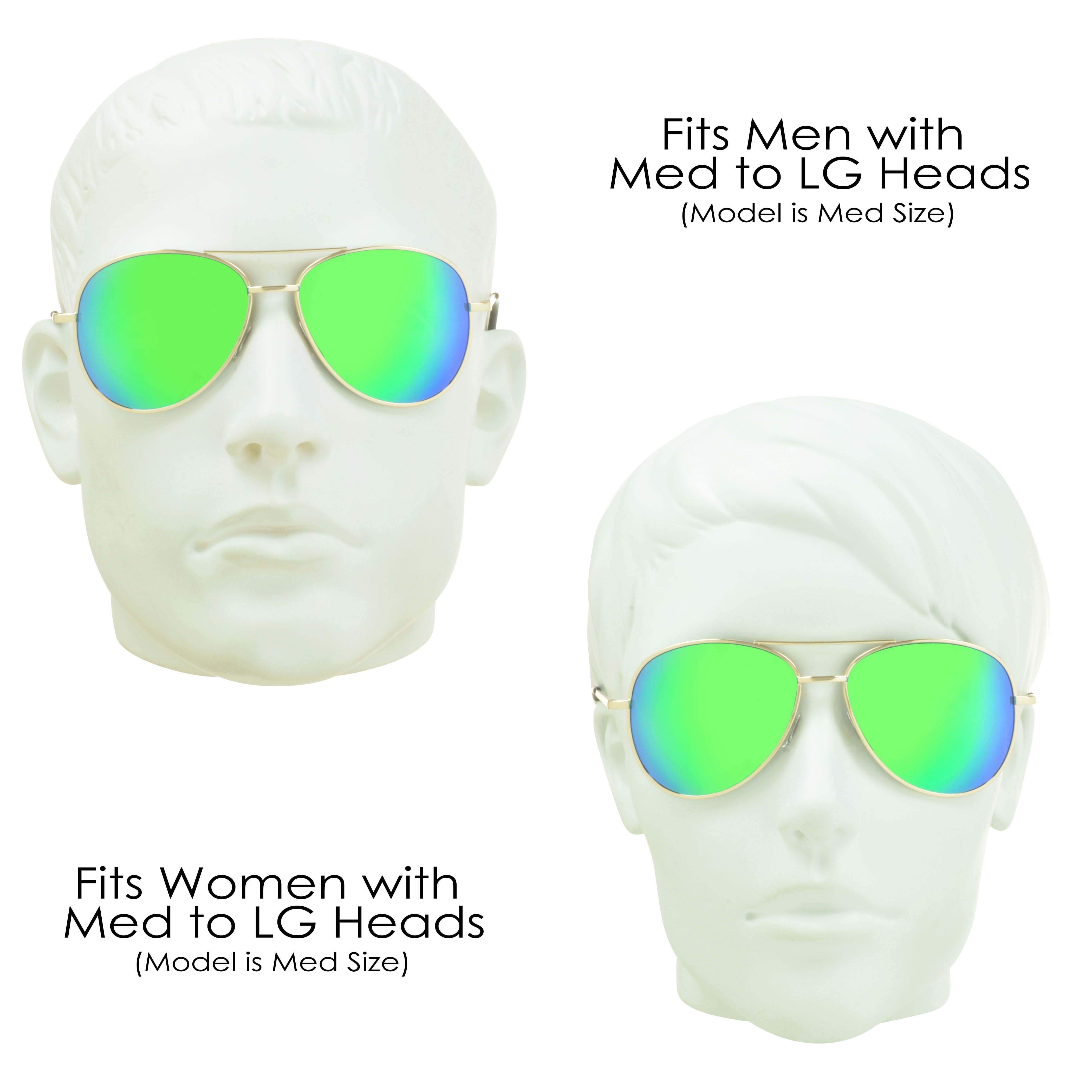 proSPORT Aviator Bifocal Reader Sunglass Flashed Green Mirror Lens Men Women