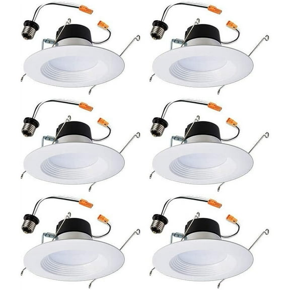 LT560WH6930R-6PK LT 5 in. and 6 in. White Ceiling Light Fixture Retrofit Downlight Trim, 90 CRI, 3000K Soft 6 Pack Recessed Integrated LED, Standard 1-Pack