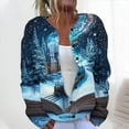 thumbnail image 2 of Vintage Sweaters for Women Long Sleeve Crewneck Button Down Cardigan Outerwear Blue L, 2 of 5