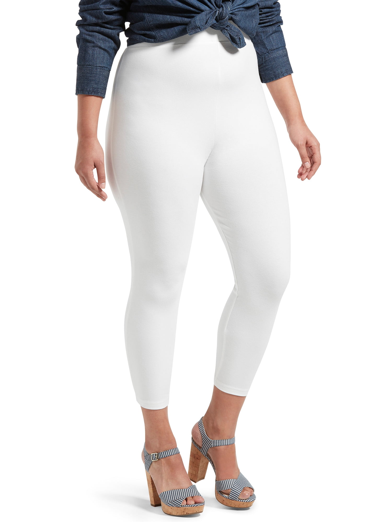 hue white denim leggings