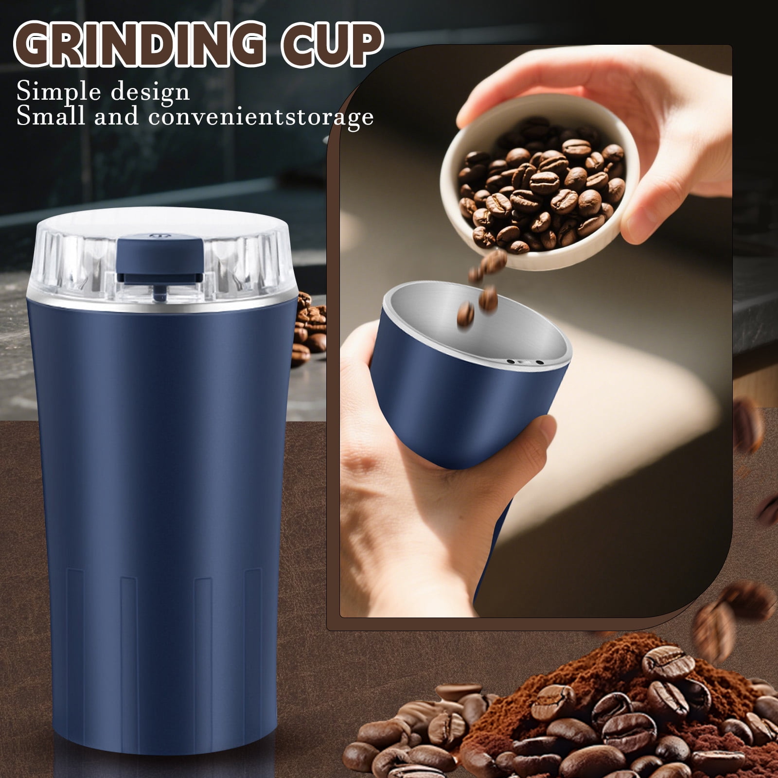 Electric Herb Grinder, 300W Powerful Motor Fast Grinding With One-Touch Operation, 250Ml Capacity Stainless Steel Blades For Coffee Spices Herbs