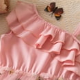 thumbnail image 5 of QTOCIO Toddler Girls Dresses, Baby Girl Summer Clothes, Girls' Summer New Short Sleeve Ruffled Round Neck Lace Embroidery Mesh Princess Bow Skirt, Pink, 2 Years, 5 of 8