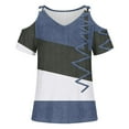 thumbnail image 3 of Womens Fashion Casual Print Short Sleeve Round-Neck Blouses Shirts, 3 of 4