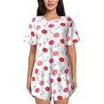 thumbnail image 1 of Fotbe Red Lips 1 Conjunto de Pijama Estampado para Mujer, 2 Piezas, Ropa de Dormir con Camiseta de Manga Corta y Shorts Suaves-3X-Large, 1 of 6