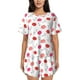 thumbnail image 1 of Balery Red Lips 1 Conjunto de Pijama para Mujer con Estampado, Dos Piezas de Manga Corta y Shorts, Ropa de Dormir Suave con Cuello Redondo y Bolsillos-Large, 1 of 6