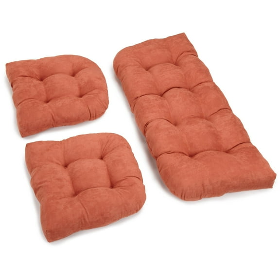 Blazing Needles U-Shaped Microsuede Tufted Settee Cushion Set (Set of 3)-Color:Spice