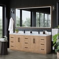 thumbnail image 2 of Cicero 84" Wood Vanity in Light Brown with White Composite Stone Top with Mirror, 2 of 13