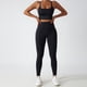 thumbnail image 2 of Pantalones de yoga de cintura alta para mujer Leggings de entrenamiento con control de barriga elásticos y levantamiento de cadera con bolsillo para correr en bicicleta Negro S, 2 of 6