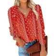thumbnail image 5 of 2025 Clearance Items under $5 asdoklhq Womens Maxi Dress Under $10,Women's Casual Floral Printing V-Neck Long Sleeve Shirts Tops Loose Blouses, 5 of 9