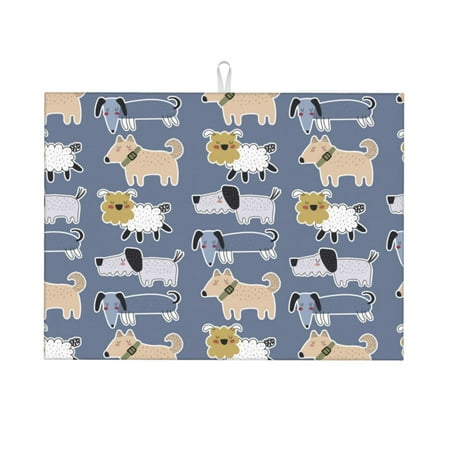 

Dish Drying Mat Cute Dog sleep Puppy Highly Absorbent Microfiber Drying Mat Kitchen Counter or Sink Drawer Liner 18x24 Kitchen Drying Mat Coffee Mat Kitchen Essentials