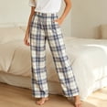 thumbnail image 2 of PNTUTB Women's Pajama Pants Fashion Plaid Elastic Waist Straight Leg Pant Loose Casual Comfort Trendy Lounge Sleep Pants with Pockets, 2 of 7