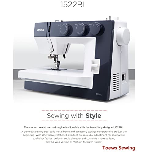 Janome 1522BL Sewing Machine with Automatic Needle Threader and 22