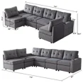 thumbnail image 3 of Finatro 6-seater Oversized Modular Couch with storage space, sectional couches for living room  velvet sofa (114 inches, dark gray), 3 of 6