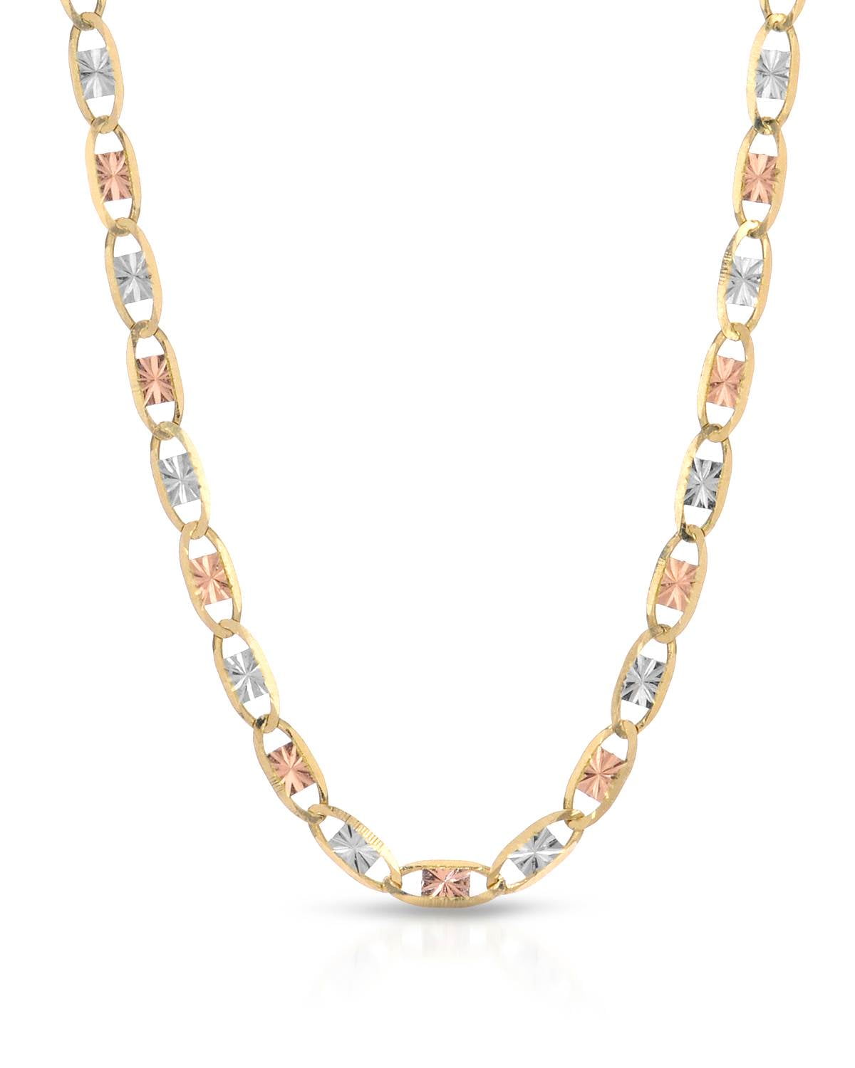 14K THREE TONE, YELLOW GOLD, WHITE GOLD, ROSE GOLD NECKLACE (1.4MM