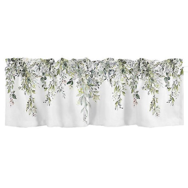 Sage Green Curtain Valance for Windows Watercolor Eucalyptus Leaf Rod Pocket Valance Window Treatmen