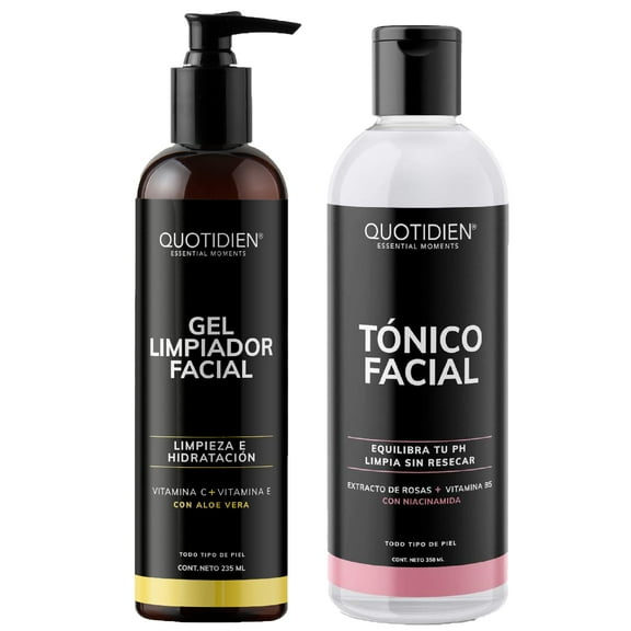 Kit Gel Limpiador y Tonico Facial Quotidien Vitamina C y Colágeno