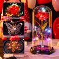 thumbnail image 2 of Pusuny Rose Regalos Para Mujeres Regalos De Cumpleaños Para Mujeres Galaxy Glass Rose Flower Forever Eternal Crystal Light Up Rose En Cúpula De Vidrio Con Mariposa Regalos Para Mujeres Su Mamá Esposa, 2 of 5