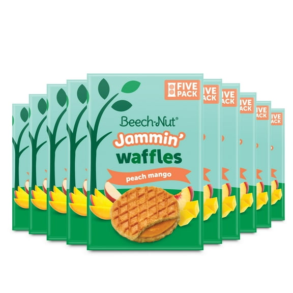 Beech-Nut Jammin' Waffles with Fruit Filling Toddler Snack, Peach Mango, 50 Pack